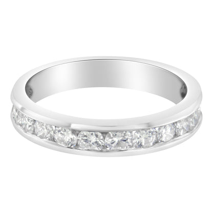 IGI Certified 1.0 Cttw Diamond 18K White Gold Channel-Set Half-Eternity Band Wedding Ring (E-F Color, I1-I2 Clarity) - Size 5-1/2 Bids.com