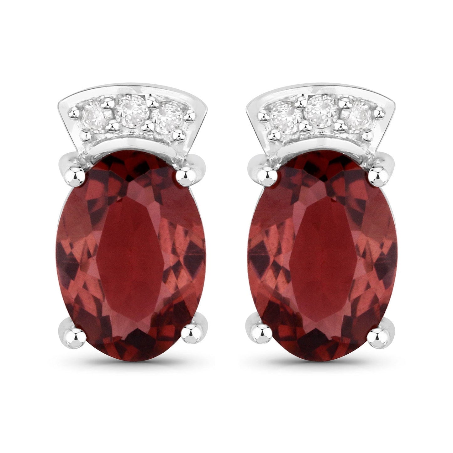 1.35 Carat Genuine Pink Tourmaline and White Diamond 14K White Gold Earrings Bids.com