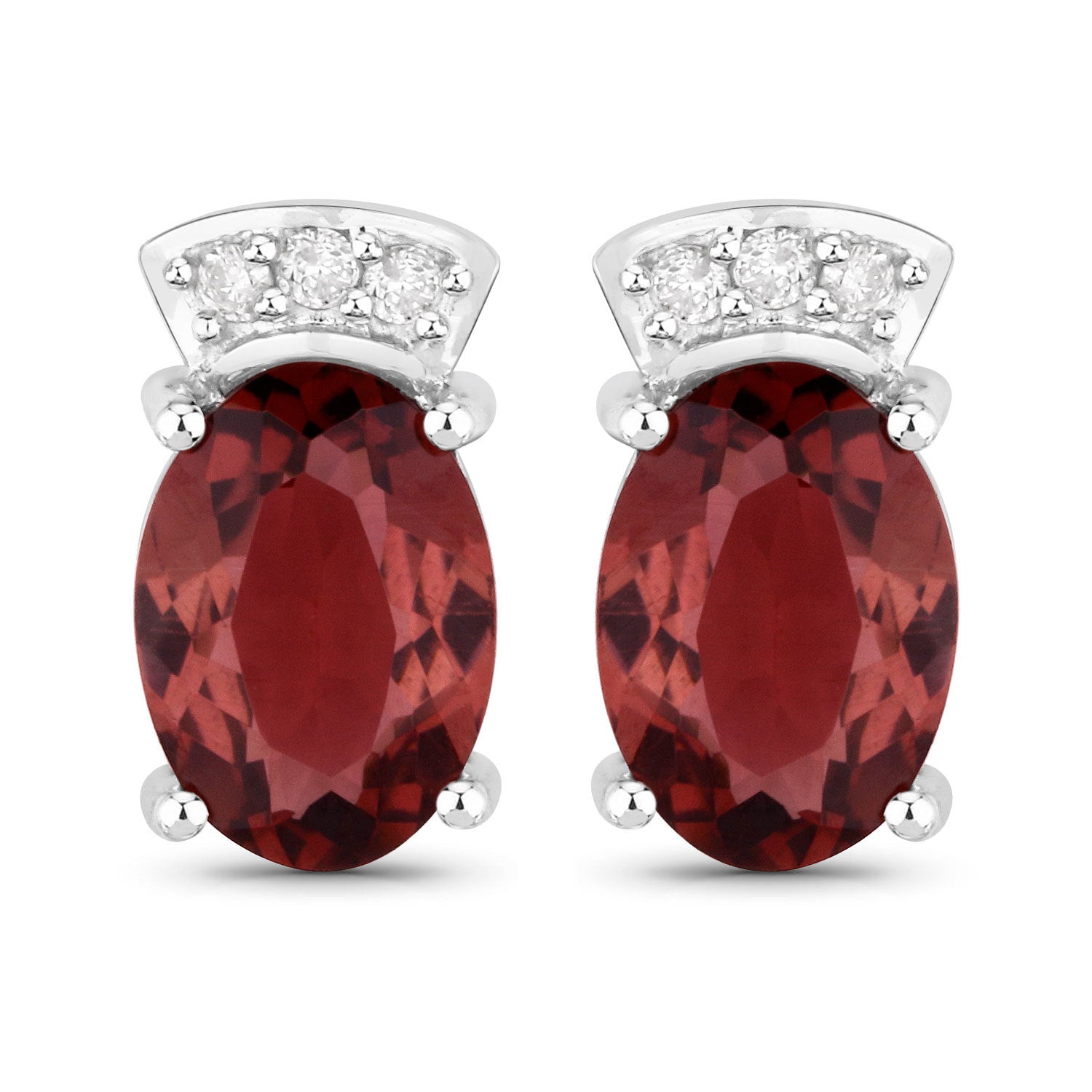 1.35 Carat Genuine Pink Tourmaline and White Diamond 14K White Gold Earrings Bids.com