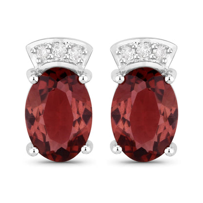 1.35 Carat Genuine Pink Tourmaline and White Diamond 14K White Gold Earrings Bids.com