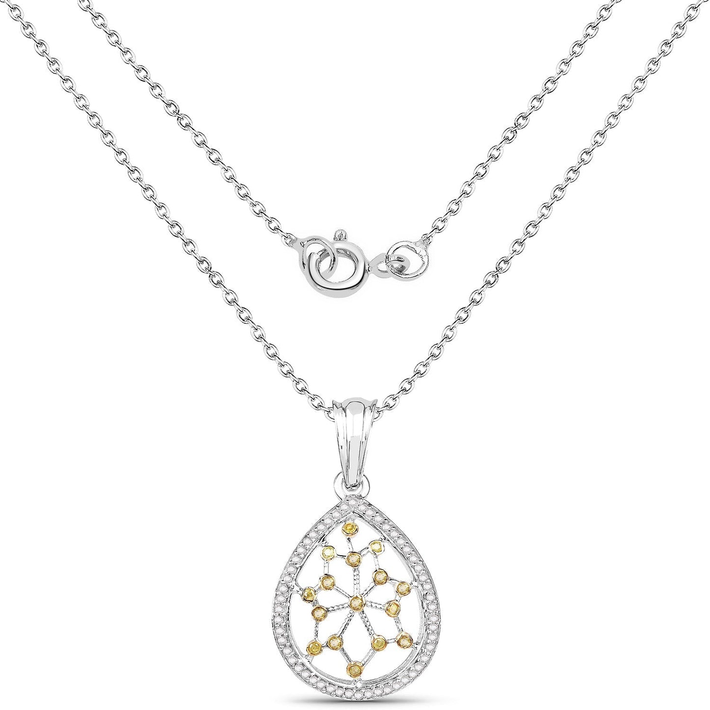 0.45 Carat Genuine White Diamond and Yellow Diamond .925 Sterling Silver Pendant Bids.com
