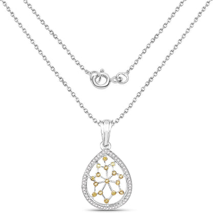 0.45 Carat Genuine White Diamond and Yellow Diamond .925 Sterling Silver Pendant Bids.com