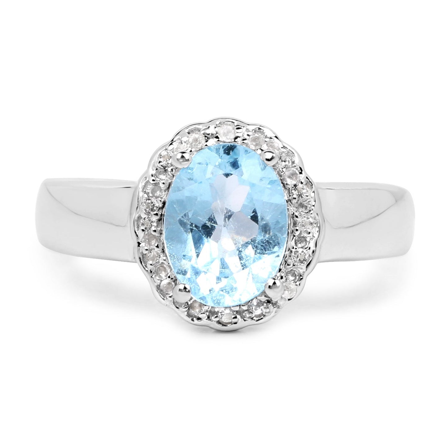 2.58 Carat Genuine  Blue Topaz and White Topaz .925 Sterling Silver Ring Bids.com