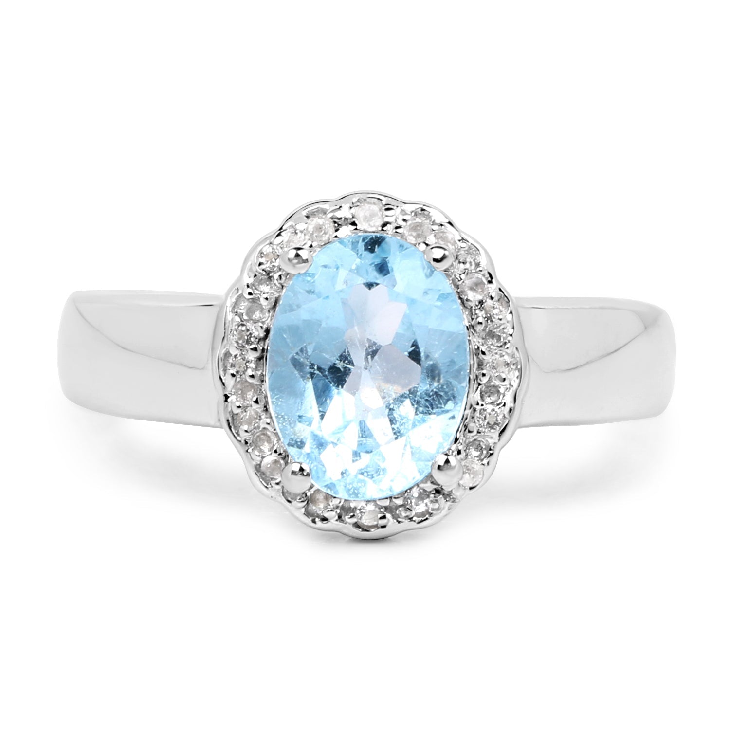 2.58 Carat Genuine  Blue Topaz and White Topaz .925 Sterling Silver Ring Bids.com