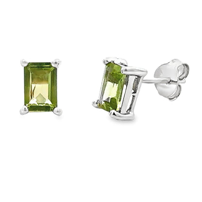 Natural 1.05ct Peridot Stud Earrings 10KT White Gold Bids.com