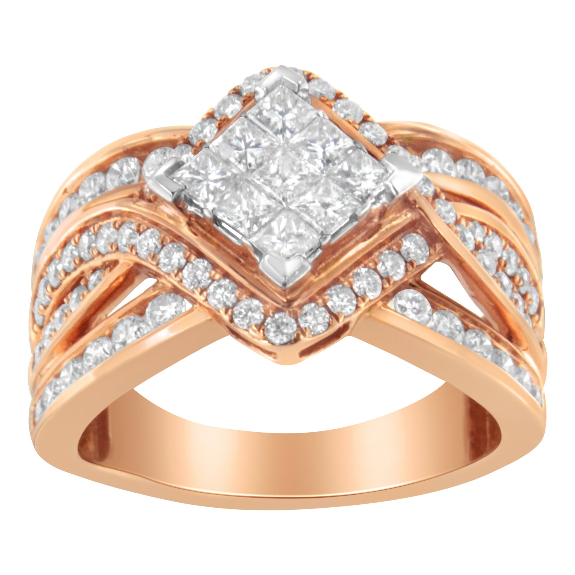 Two-Tone 10KT Gold Diamond Bypass Cocktail Ring (1 1/2 cttw, H-I Color, I1-I2 Clarity) Bids.com