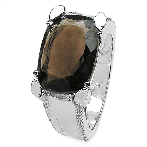 5.48 Carat Genuine Smoky Quartz .925 Sterling Silver Ring Bids.com