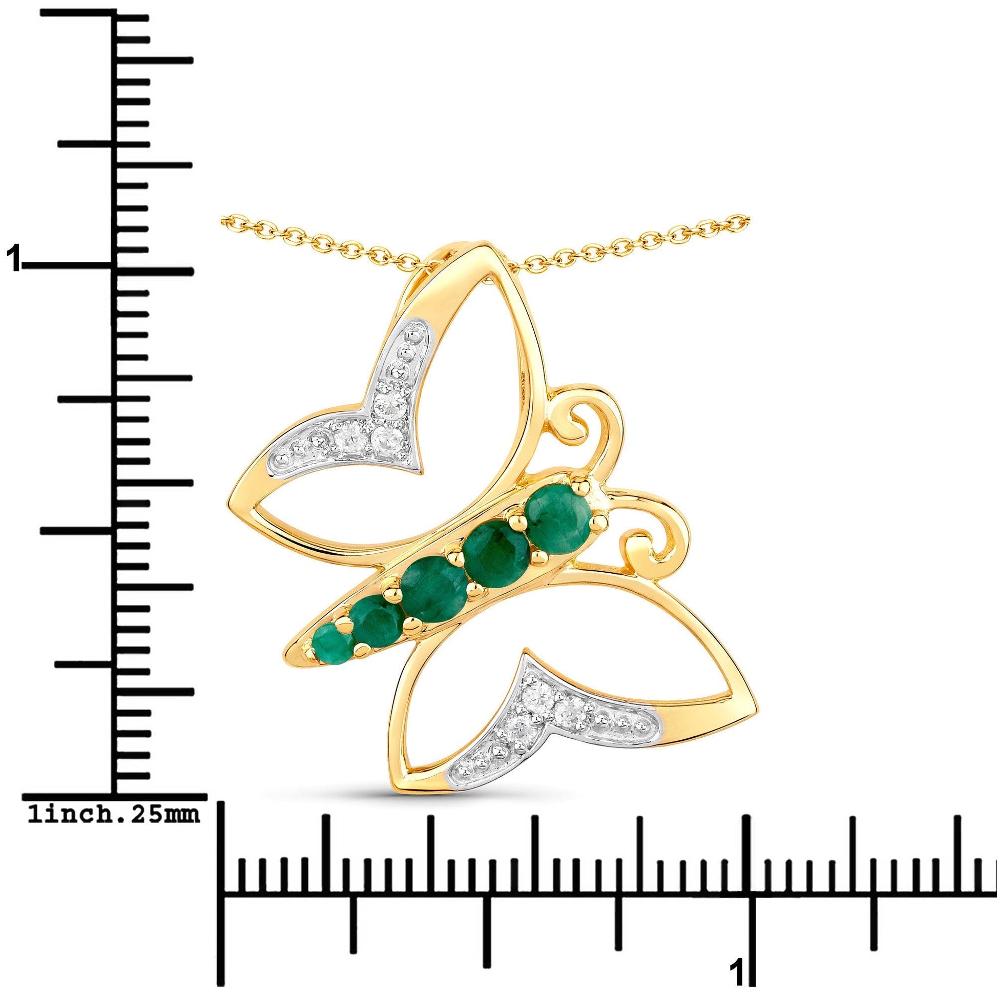 0.51 Carat Genuine Emerald and White Zircon .925 Sterling Silver Necklace Bids.com