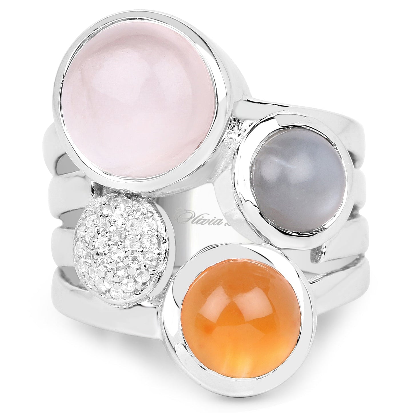 5.96 Carat Genuine Multi Stone .925 Sterling Silver Ring Bids.com