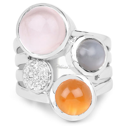 5.96 Carat Genuine Multi Stone .925 Sterling Silver Ring Bids.com