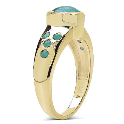 14K Yellow Gold Plated 1.55 Carat Genuine Emerald & White Diamond .925 Sterling Silver Ring Bids.com