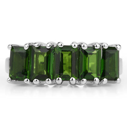 3.25 Carat Genuine Chrome Diopside .925 Sterling Silver Ring Bids.com