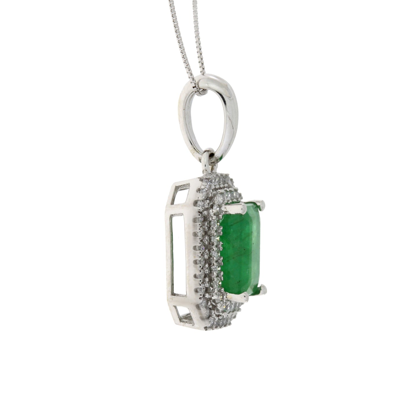 1.08ct Emerald Diamond Fashion Pendants 14KT White Gold Bids.com