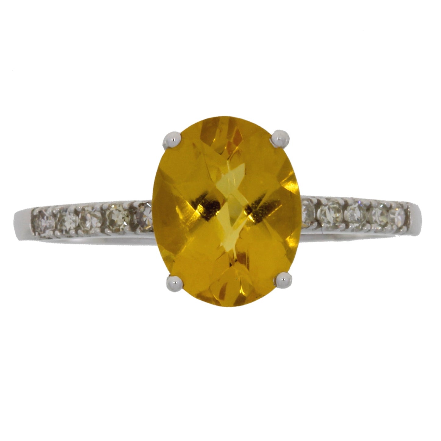 Natural 2.20ct Citrine Diamond Ring 14KT White Gold Bids.com
