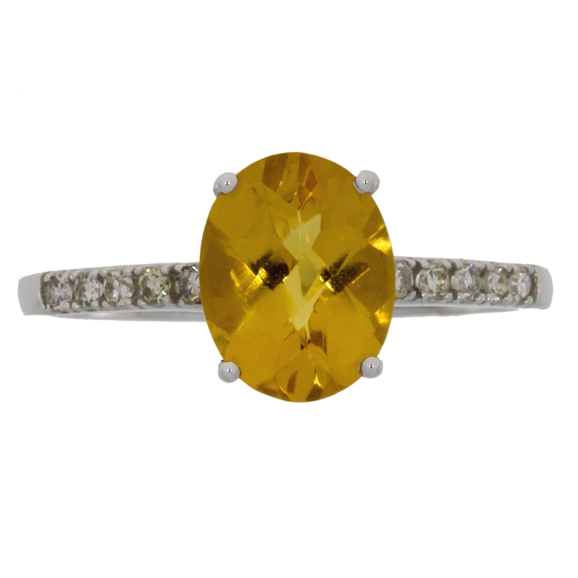 Natural 2.20ct Citrine Diamond Ring 14KT White Gold Bids.com