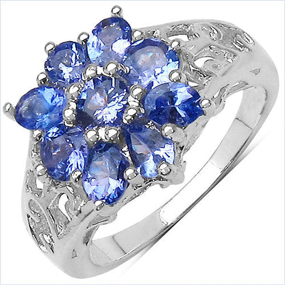 1.65 Carat Genuine Tanzanite .925 Sterling Silver Ring Bids.com