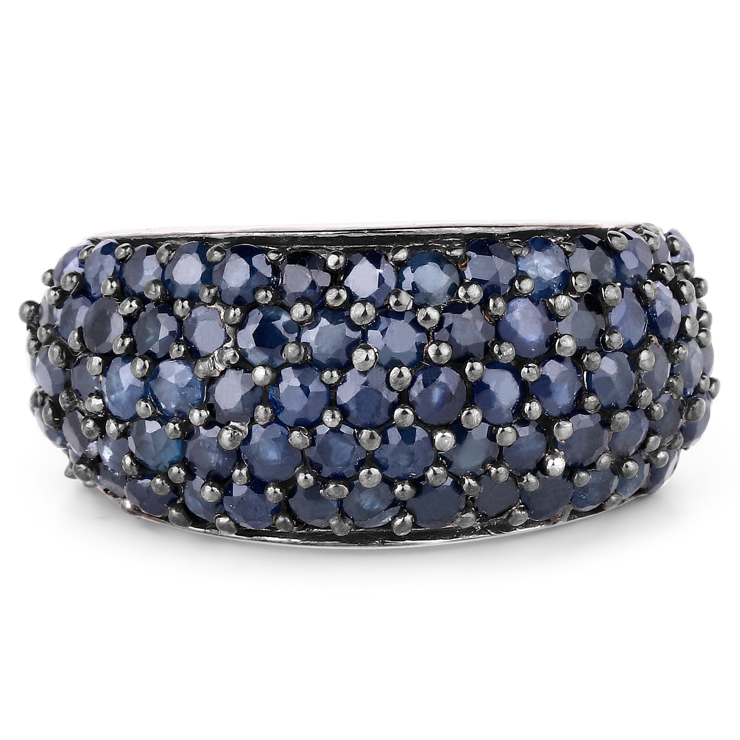 3.28 Carat Genuine Blue Sapphire and White Topaz .925 Sterling Silver Ring Bids.com