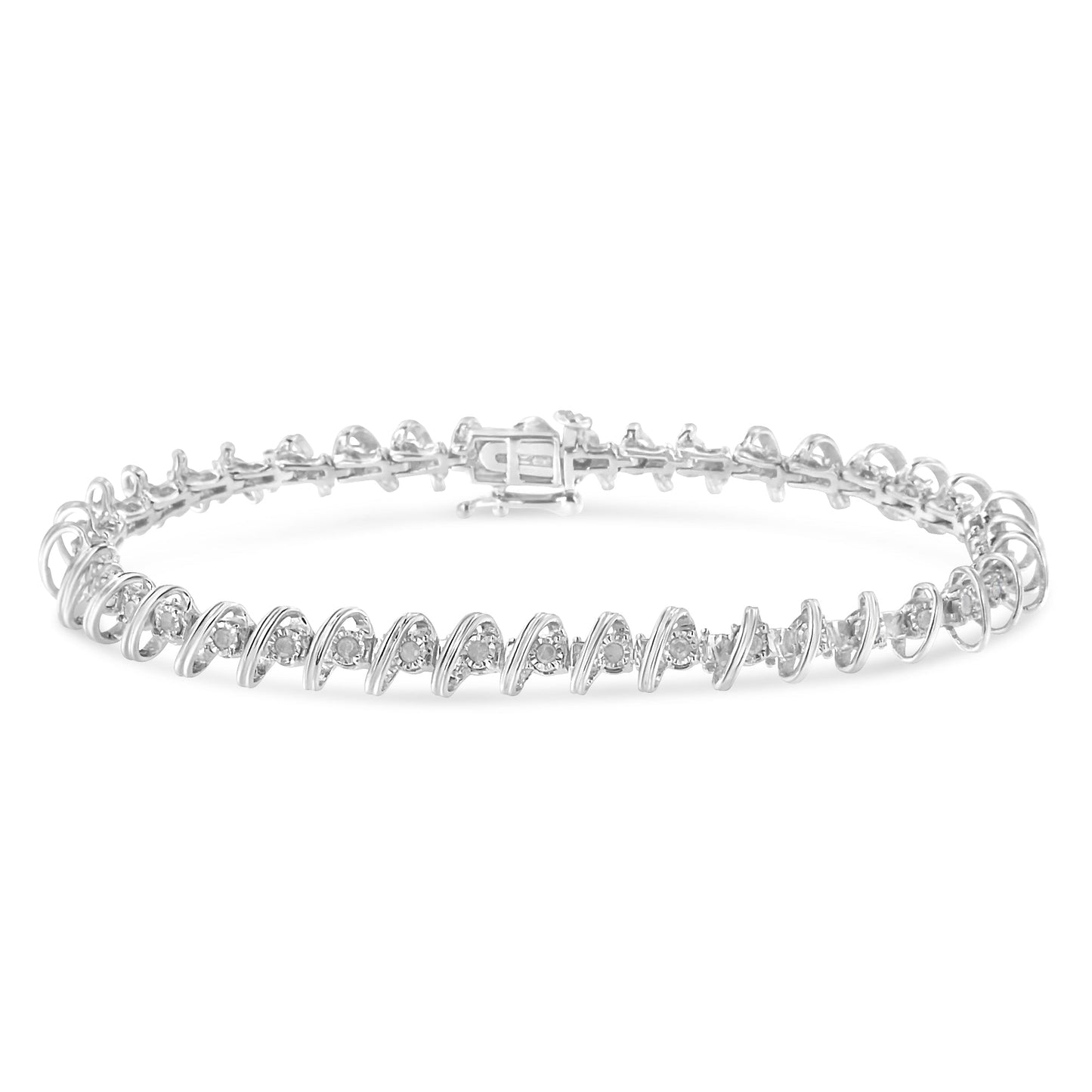 .925 Sterling Silver 1/2 Cttw Diamond Miracle-Set 7" Tennis Bracelet (I-J Color, I3 Clarity) Bids.com