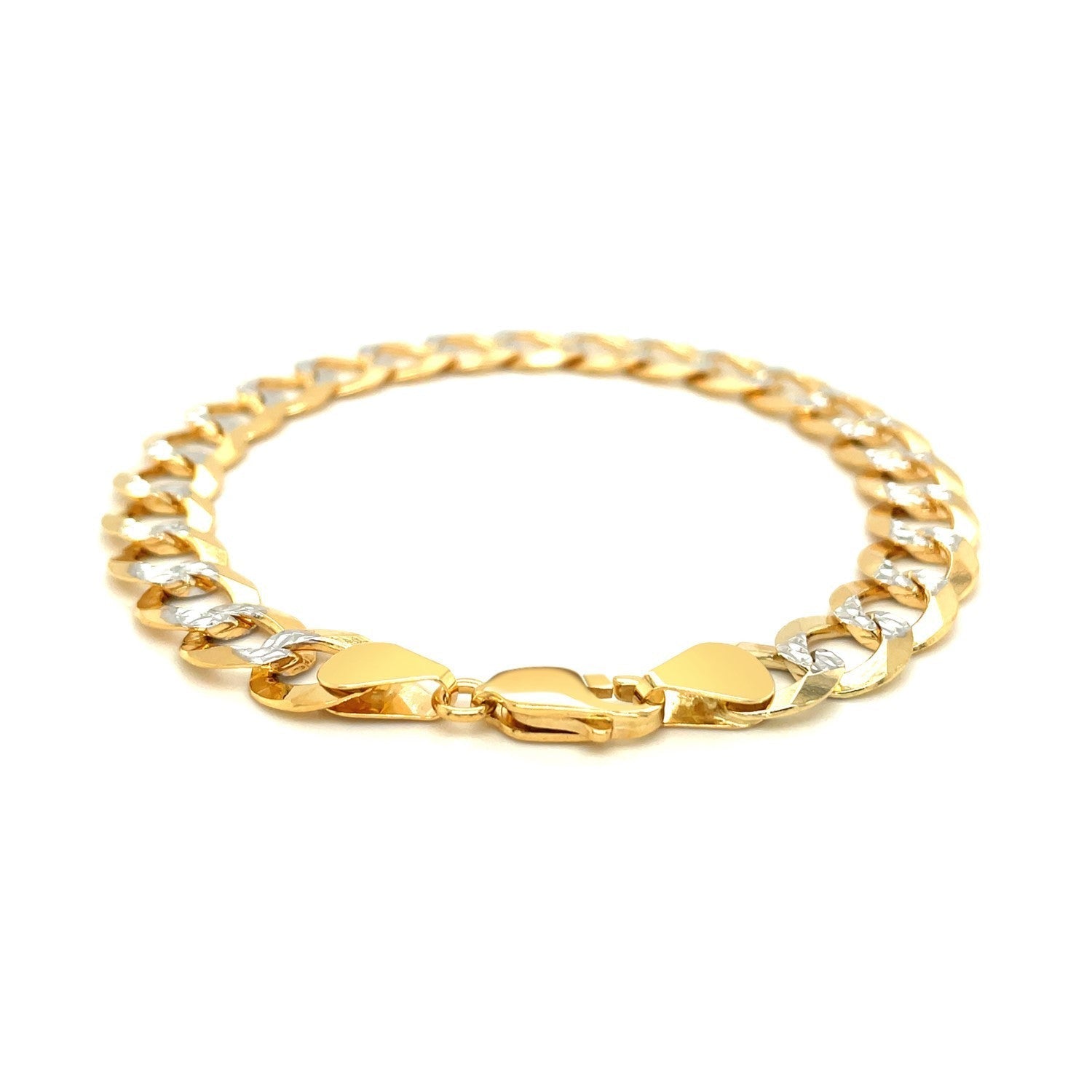 10 mm 14k Two Tone Gold Pave Curb Bracelet Bids.com