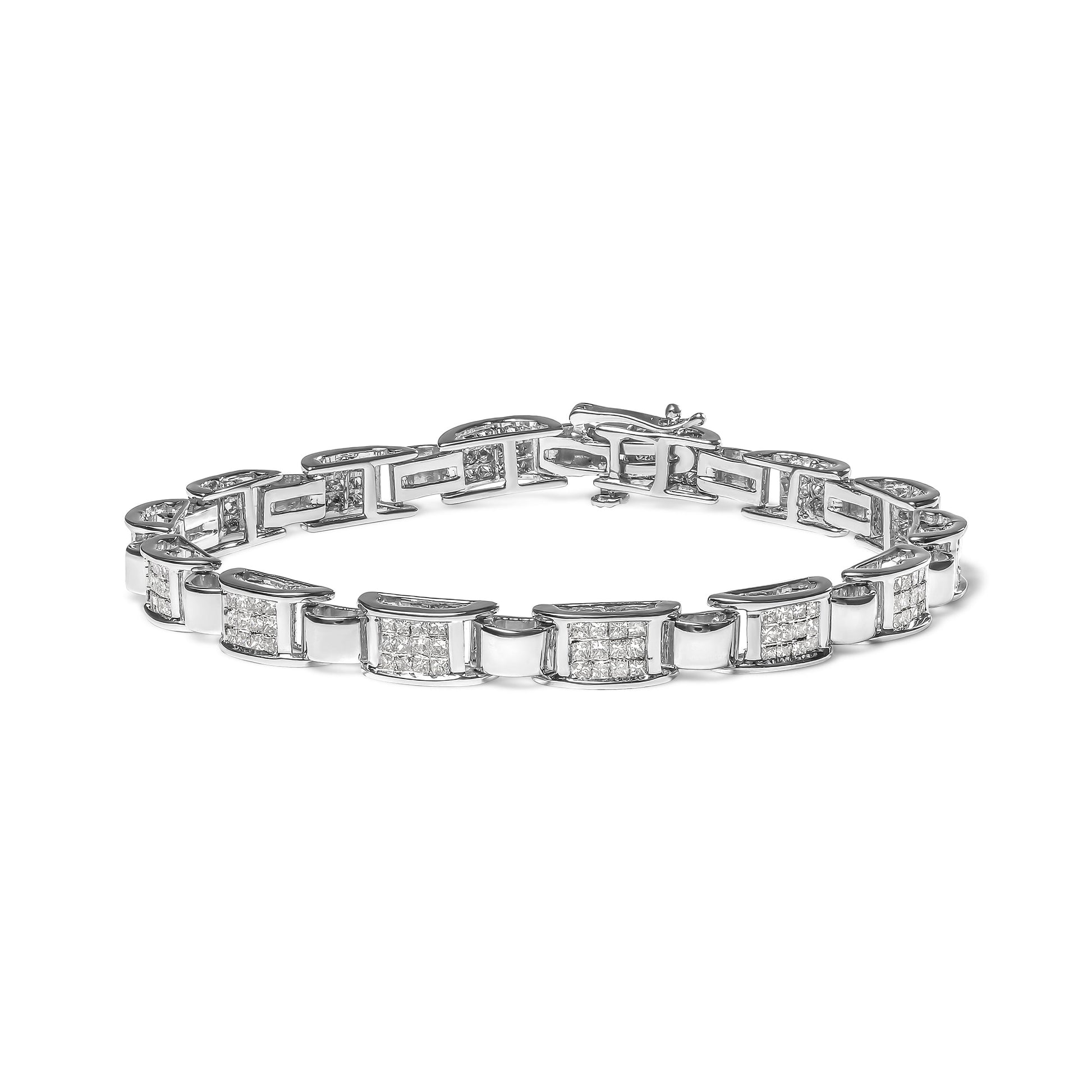 14K White Gold 2.00 Cttw Princess Diamond Invisible Set Link Bracelet (H-I Color, SI2-I1 Clarity) - 7" Bids.com