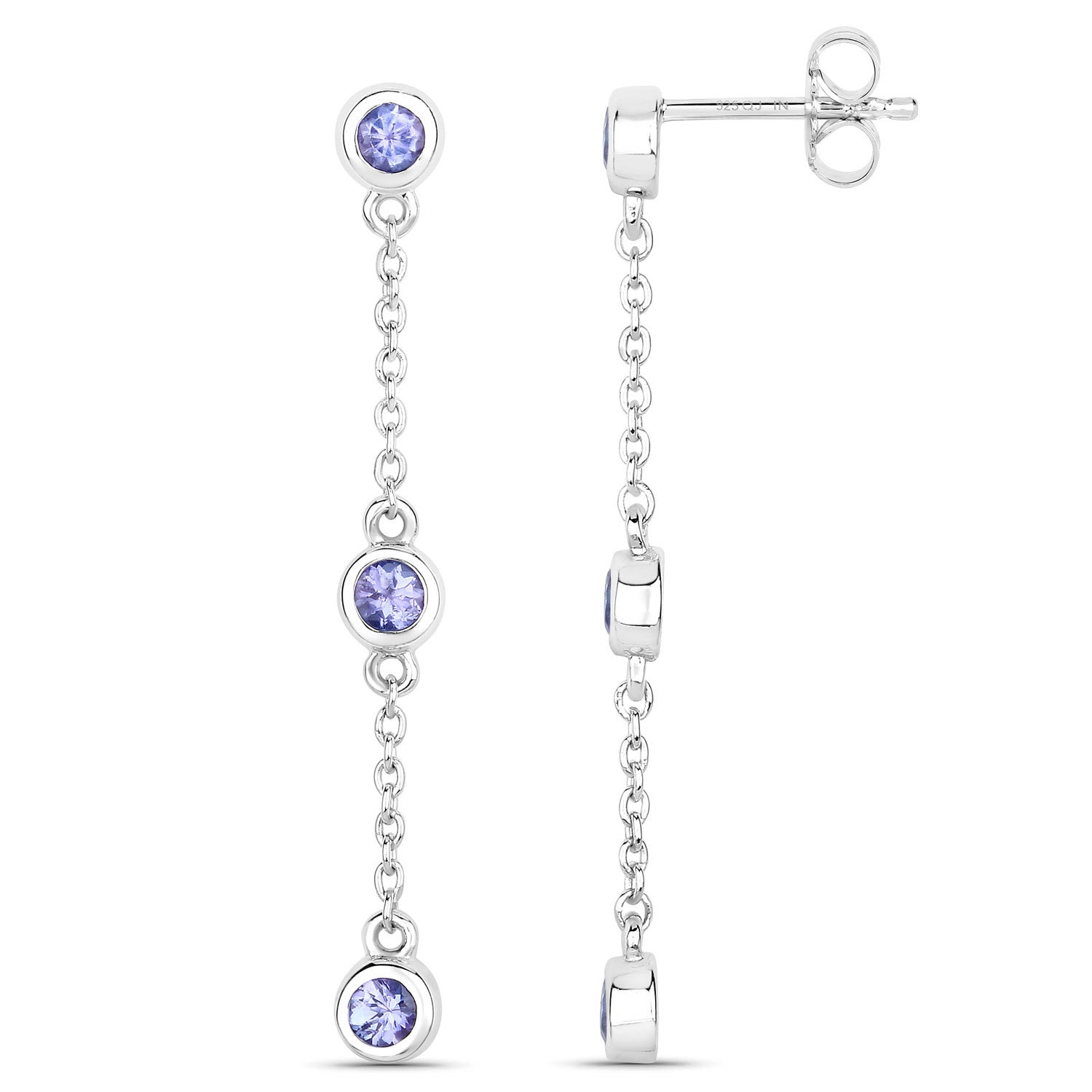 0.60 Carat Genuine Tanzanite .925 Sterling Silver Earrings Bids.com