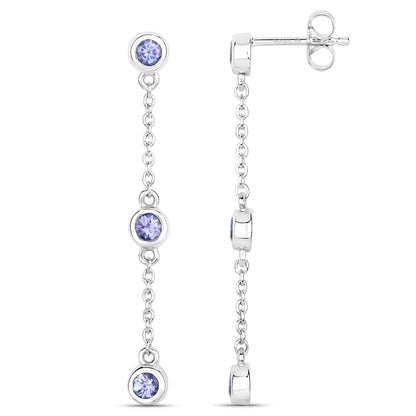 0.60 Carat Genuine Tanzanite .925 Sterling Silver Earrings Bids.com