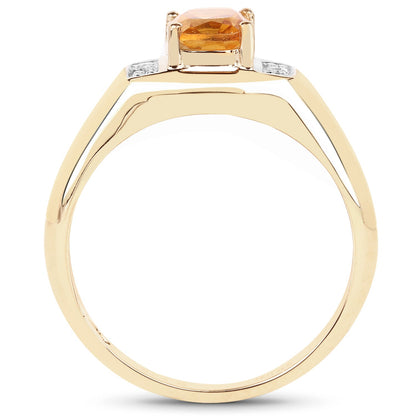 14K Yellow Gold Plated 1.36 Carat Genuine Citrine & White Topaz .925 Sterling Silver Ring Bids.com