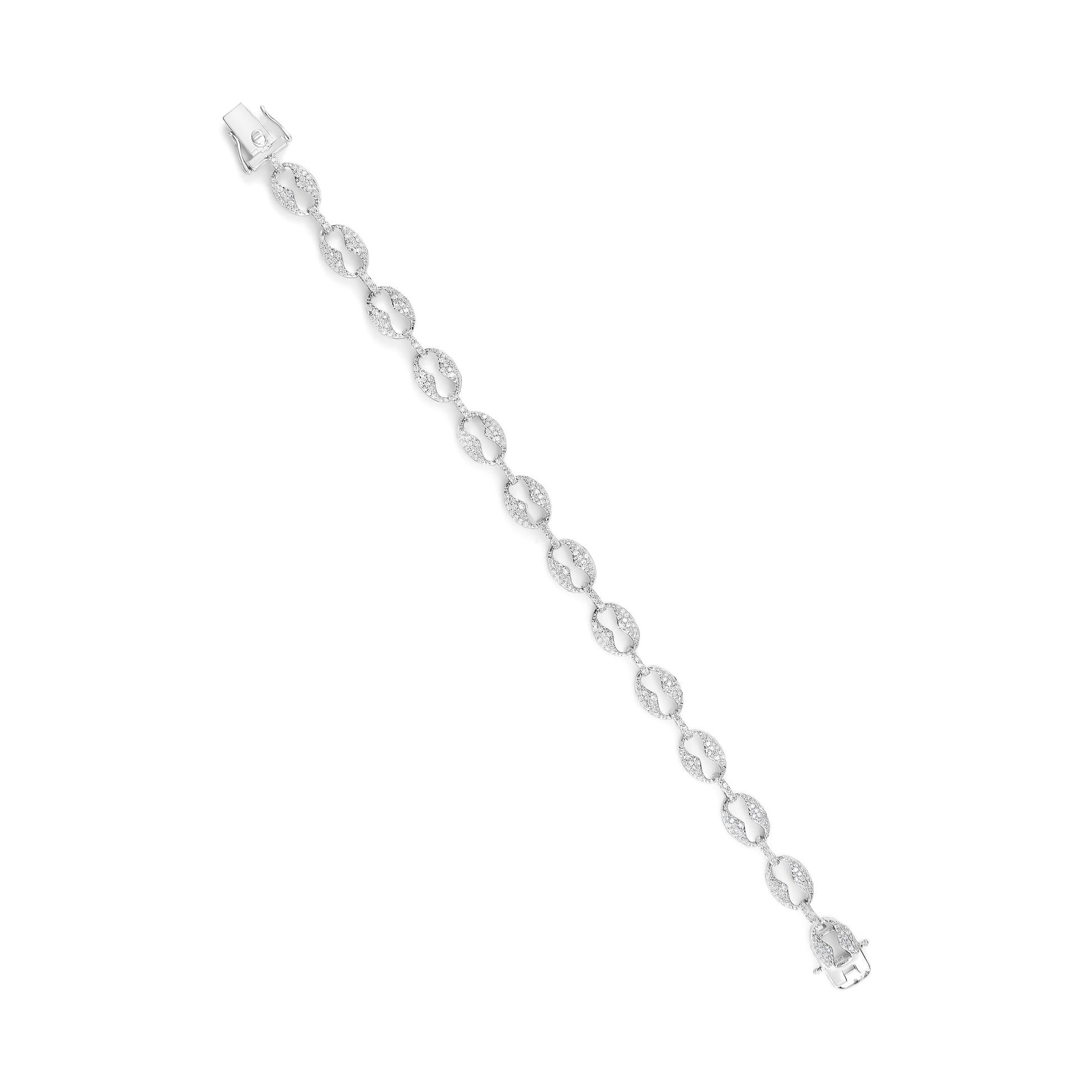 14K White Gold 1 1/2 Cttw Round Diamond Set Link Bracelet (I-J Color, I1-I2 Clarity) - 7" Bids.com