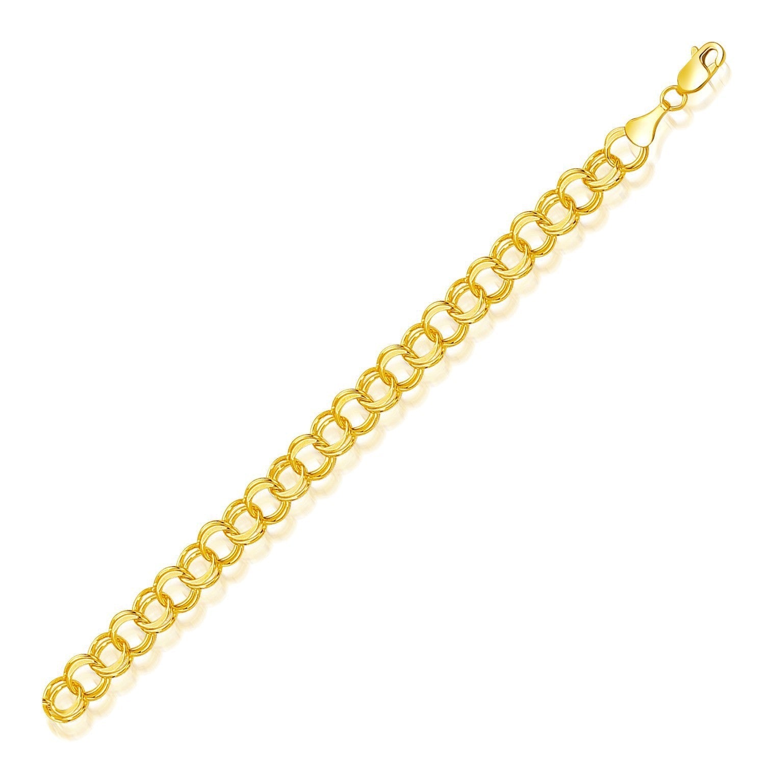 8.0 mm 14k Yellow Gold Solid Double Link Charm Bracelet Bids.com