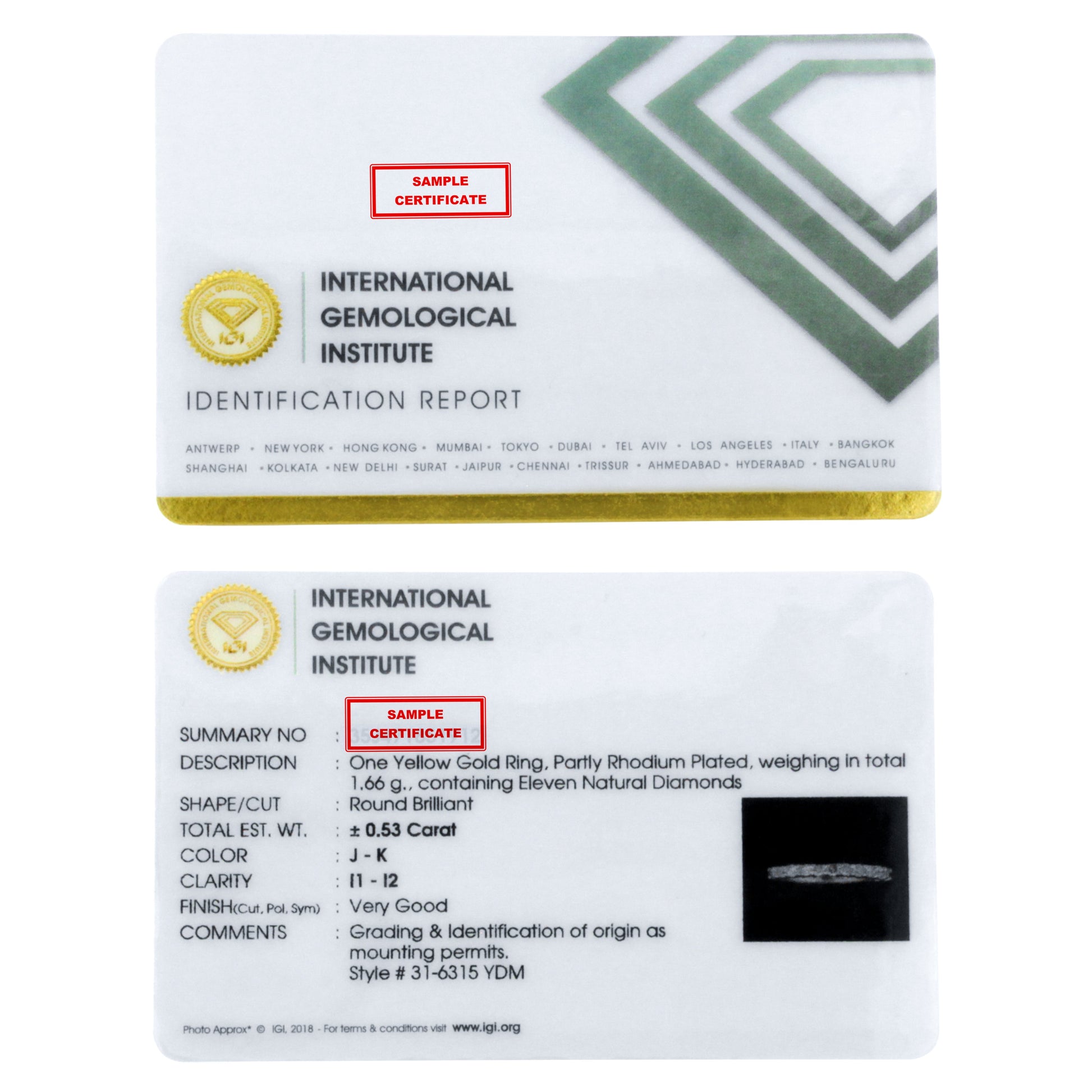 IGI Certified 1/2 Cttw Diamond 10K Yellow Gold Prong Set Fluted Band Style Wedding Ring (J-K Color, I1-I2 Clarity) - Size 7 Bids.com
