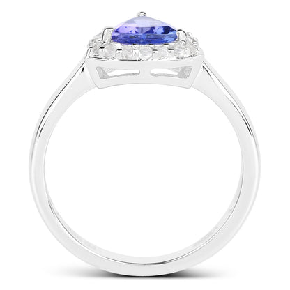 1.02 Carat Genuine Tanzanite and White Topaz .925 Sterling Silver Ring Bids.com
