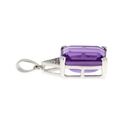 Amethyst Diamond Fashion Pendants 10KT White Gold Bids.com