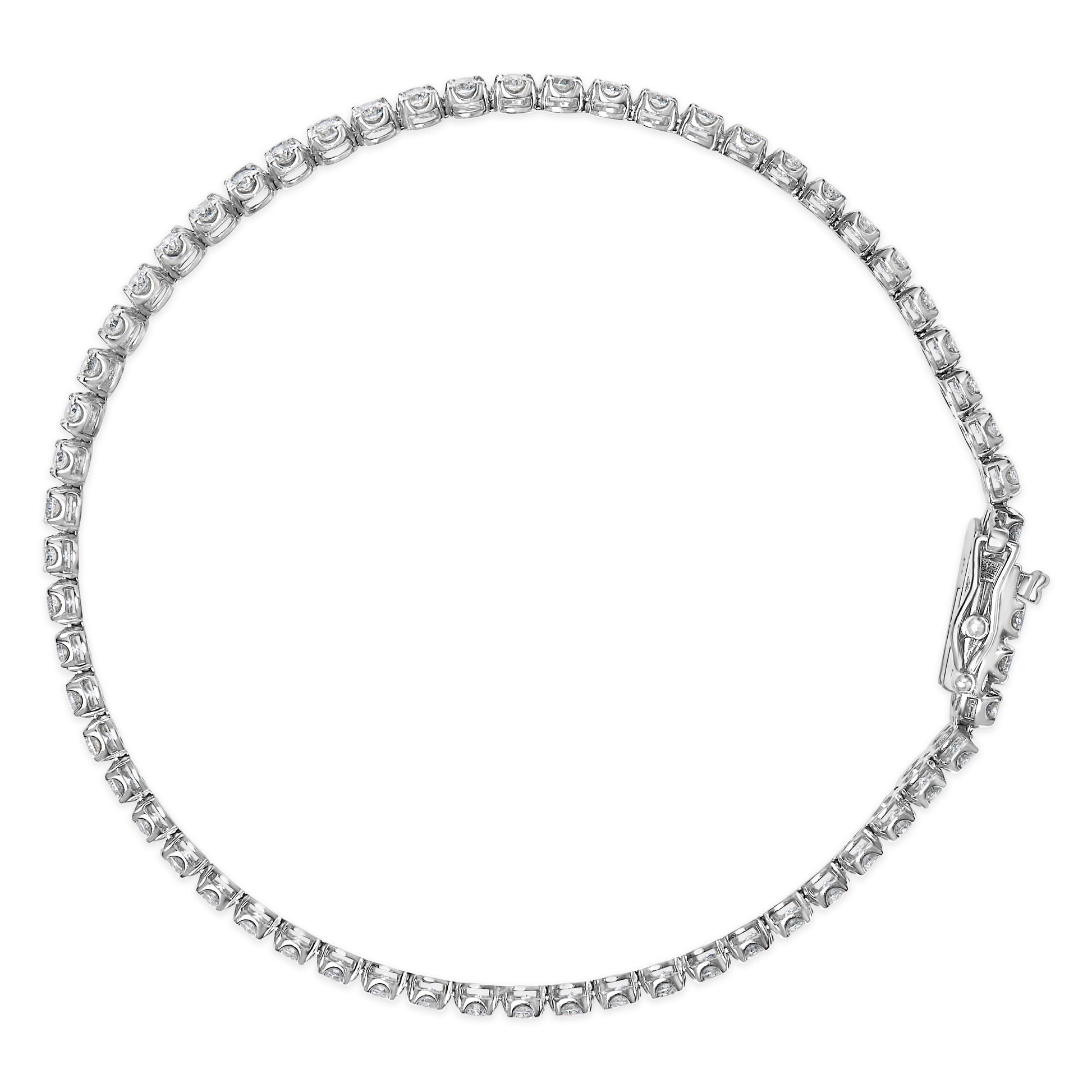18K White Gold 5 3/5 Cttw Natural Diamond Double Row Link Tennis Bracelet (G-H Color, VS1-VS2 Clarity) - 7" Inches Bids.com