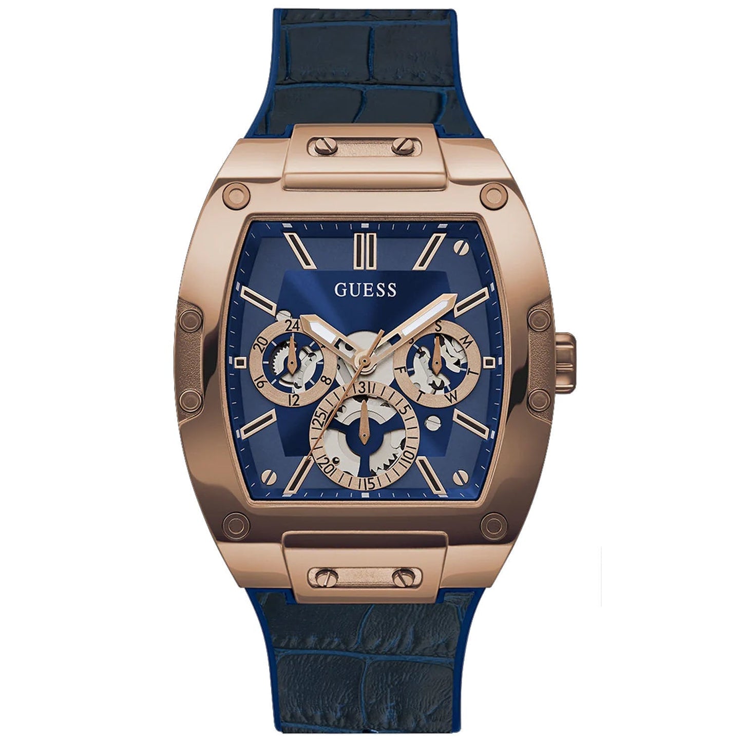 Guess Men's Blue Gold Tone Multi-function Bids.com