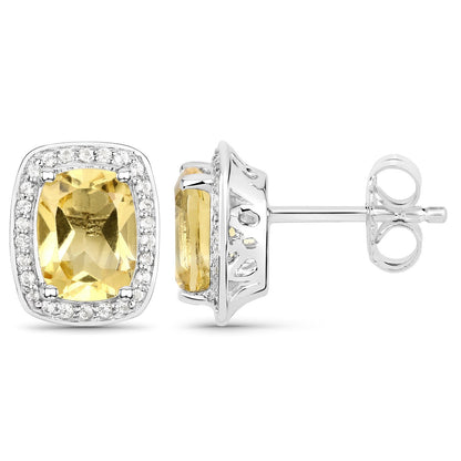 2.81 Carat Genuine Citrine and White Topaz .925 Sterling Silver Earrings Bids.com
