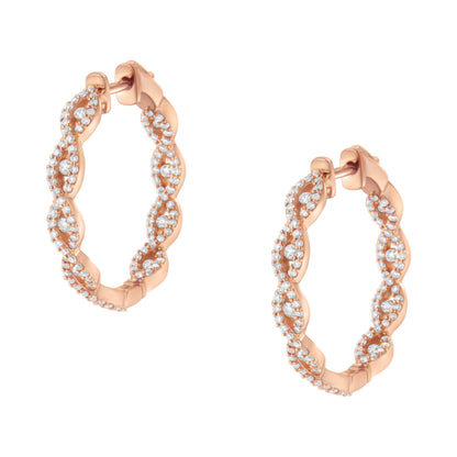 10K Rose Gold Diamond Hoop Earring (1 cttw, H-I Color, I1-I2 Clarity) Bids.com