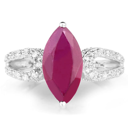 3.56 Carat Genuine Glass Filled Ruby and White Topaz .925 Sterling Silver Ring Bids.com