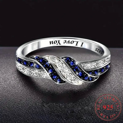 Sparkling Blue Cubic Zirconia Infinity Love Ring – 925 Sterling Silver DailySale