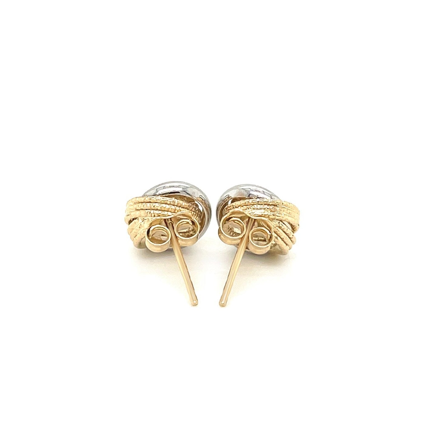 14k Two-Tone Gold Multi-Textured Open Circle Style Entwined Earrings Bids.com