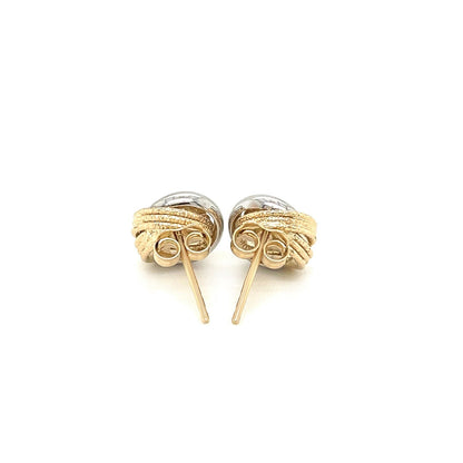 14k Two-Tone Gold Multi-Textured Open Circle Style Entwined Earrings Bids.com