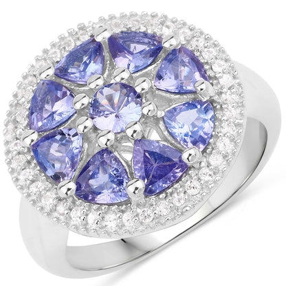 2.26 Carat Genuine Tanzanite and White Topaz .925 Sterling Silver Ring Bids.com