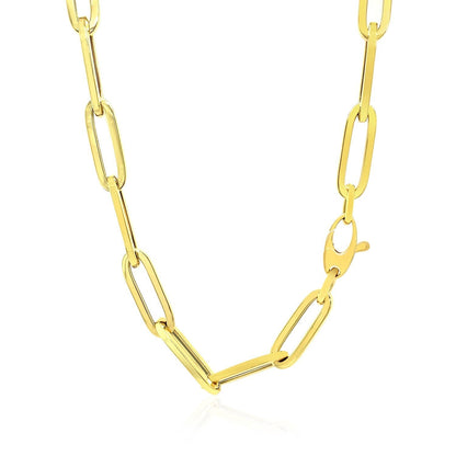 14K Yellow Gold Wide Paperclip Chain (6.1mm) Bids.com