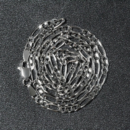 3.0mm 14k White Gold Solid Figaro Chain Bids.com