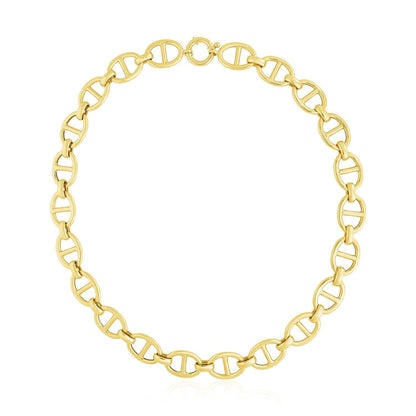 14k Yellow Gold High Polish Oval Mariner Link Necklace (13.8mm) Bids.com