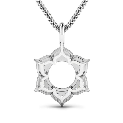 0.14 Carat Genuine White Diamond 14K White Gold Semi Mount Pendant - holds 8.00mm Round Gemstone Bids.com