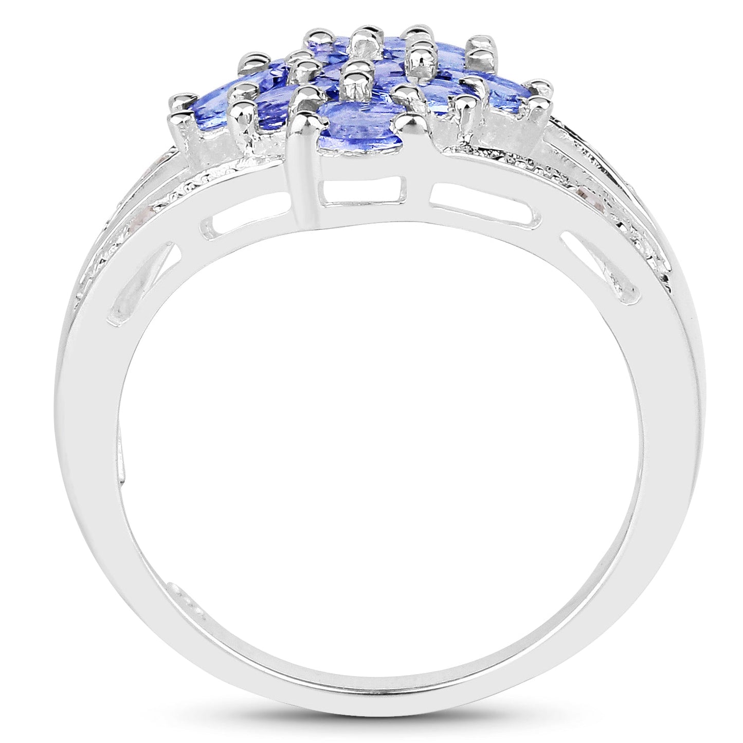 1.59 Carat Genuine Tanzanite and White Topaz .925 Sterling Silver Ring Bids.com