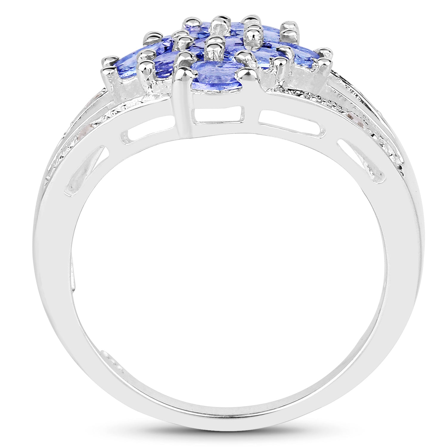 1.59 Carat Genuine Tanzanite and White Topaz .925 Sterling Silver Ring Bids.com