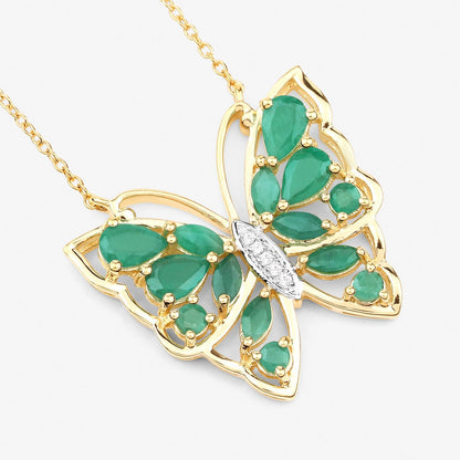 2.60 Carat Genuine Emerald and White Zircon .925 Sterling Silver Necklace Bids.com