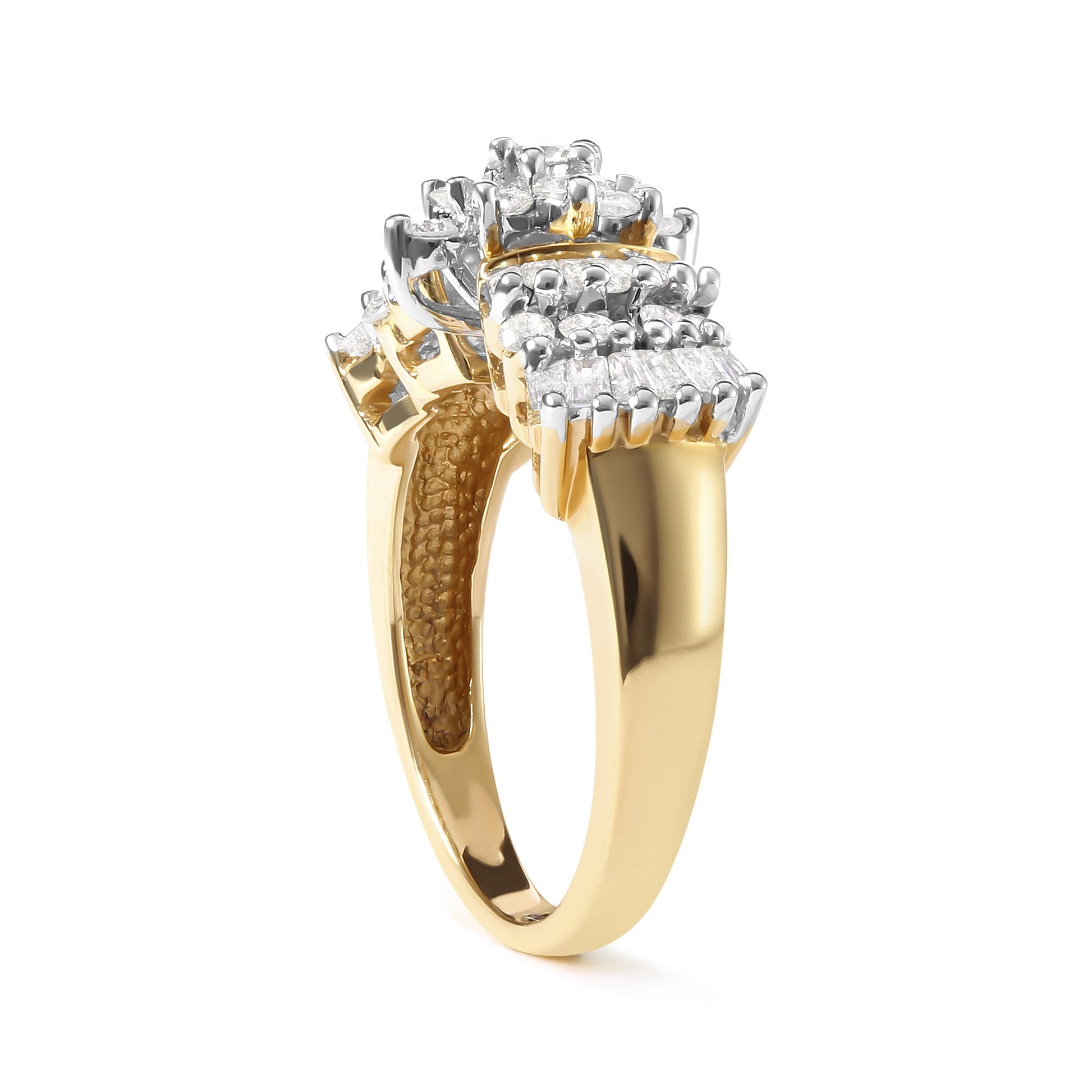 10K Yellow Gold 1.00 Cttw Diamond Starburst Ring Band (H-I Color, I1-I2 Clarity) - Ring Size 7 Bids.com