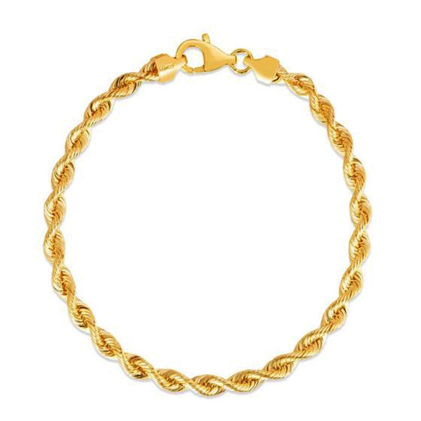 Silk Rope Chain Bracelet in 14k Yellow Gold  (4.30 mm) Bids.com